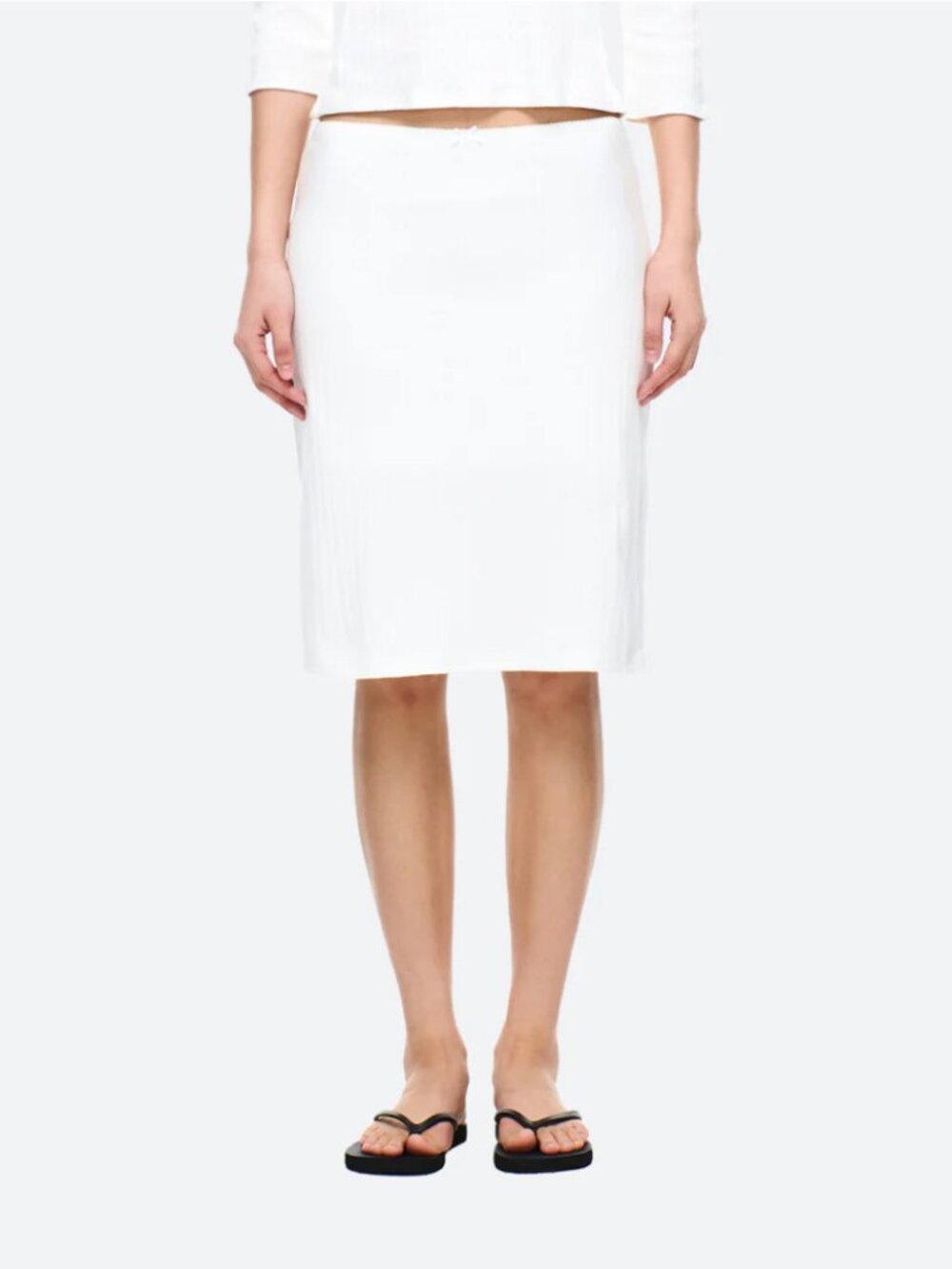 Pointelle knee high skirt
